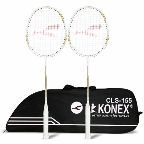 Aluminium Badminton Racquet | Optimized String Tension, Ergonomic Grip & Durable Frame | Full Cover Included - White (Pack of 2)